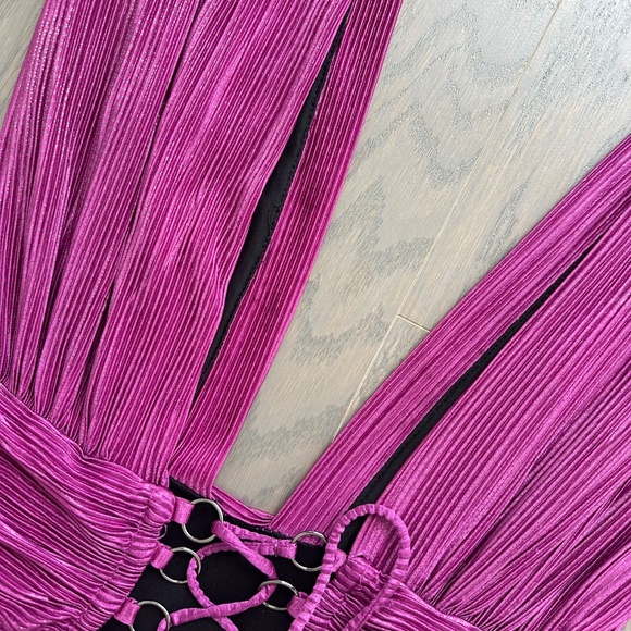 Sabina Musayev Judith Pink Purple Tiered Gown Metallic Maxi Dress - Size SMALL - Picture 9 of 11